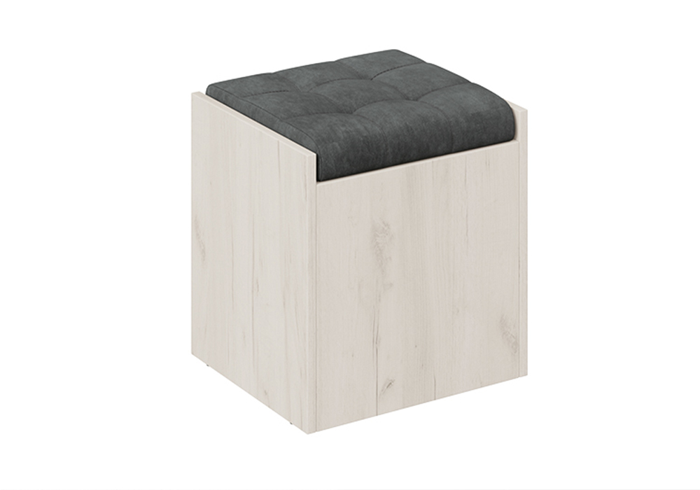 Пуф Форест дуб крафт белый / велюр серый
