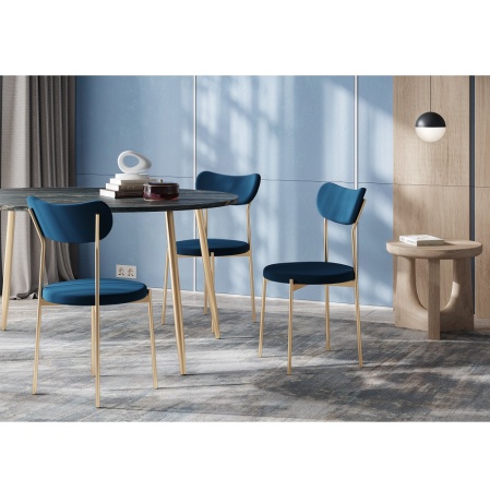 Комплект стульев Стивен (2 шт), черный велюр синий