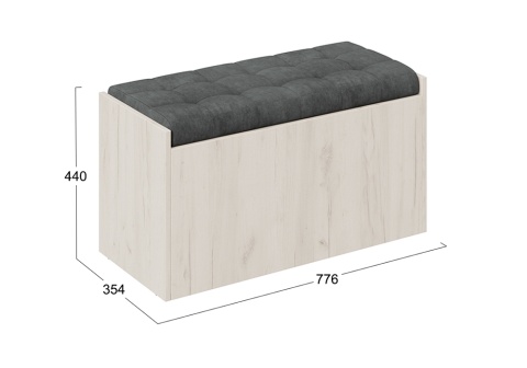 Пуф Форест тип 2 дуб крафт белый / велюр серый