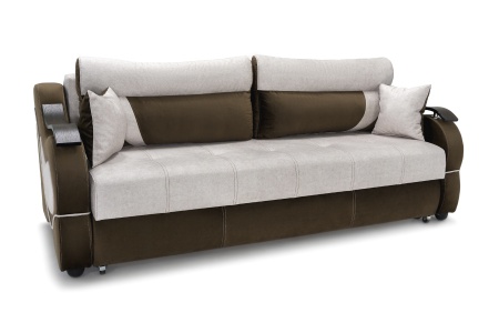 Диван еврокнижка Дублин коричневый / бежевый