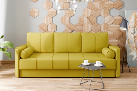 Диван еврокнижка Колибри 3-х местный горчичный