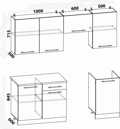 Кухонный Гарнитур Олива Бетон МДФ 1600/1700/1800/2000/2100 мм