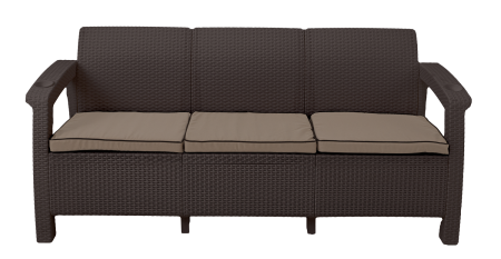 Садовый диван прямой трехместный, венге