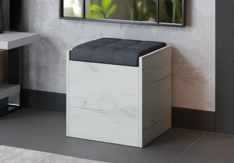 Пуф Форест дуб крафт белый / велюр серый