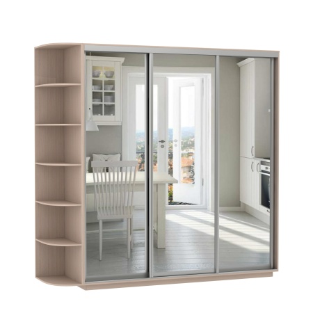 Шкаф-Купе 3-х Створчатый Тиффани Рамир Зеркальный Ш-1800/2100/2200 мм/Разные Цвета и Размеры